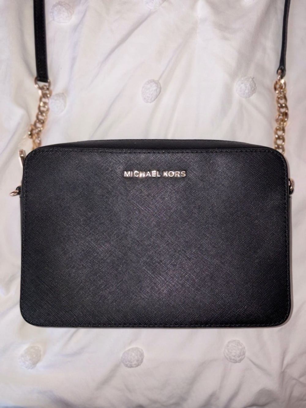 Michael Kors Black Crossbody with Gold Chain Strap